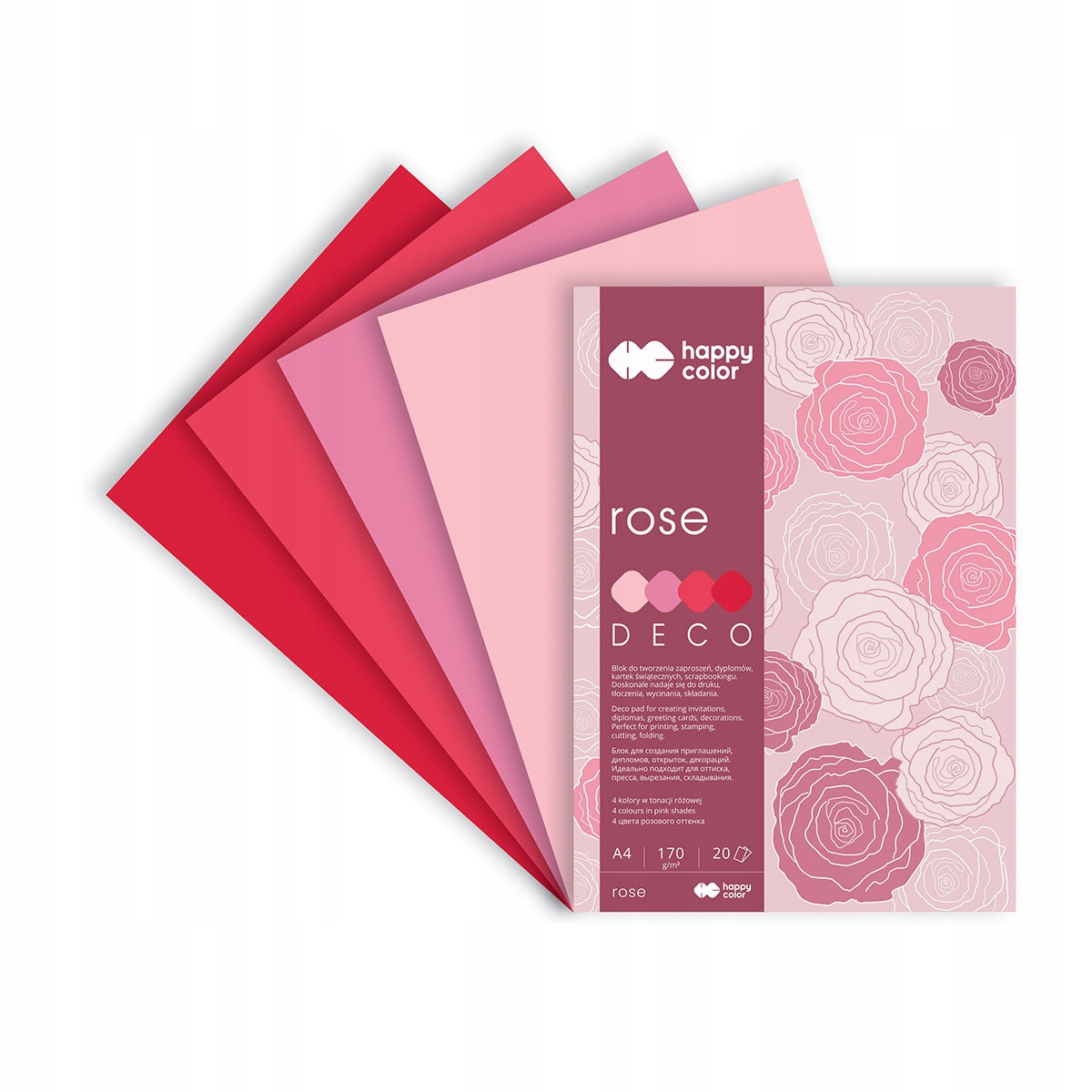 Blok DECO ROSE HAPPY COLOR A4 20ark.170g 4 ko lory HA 3717 2030-062